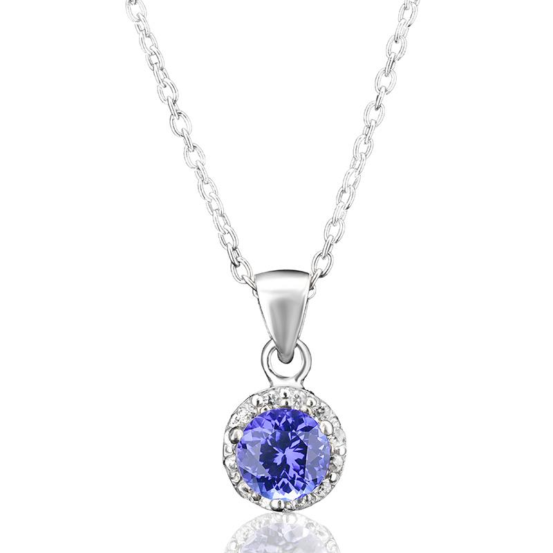 Tanzanite Halo Necklace
